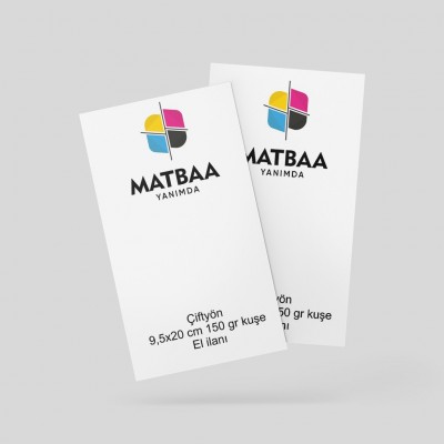 9,5x20 cm Çiftyön El İlanı 150 gr 1000 adet