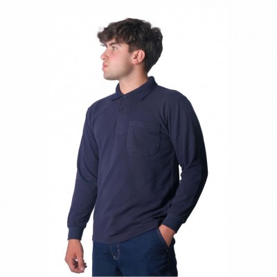 Promosyon Baskılı Polo Yaka Open-End Uzun Kol T-shirt