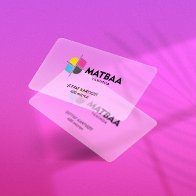 Şeffaf Kartvizit  Beyaz+Cmyk+Kabartma Lak