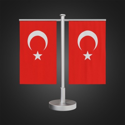 Türk Bayrağı ve Firma Logosu Masa Bayrak